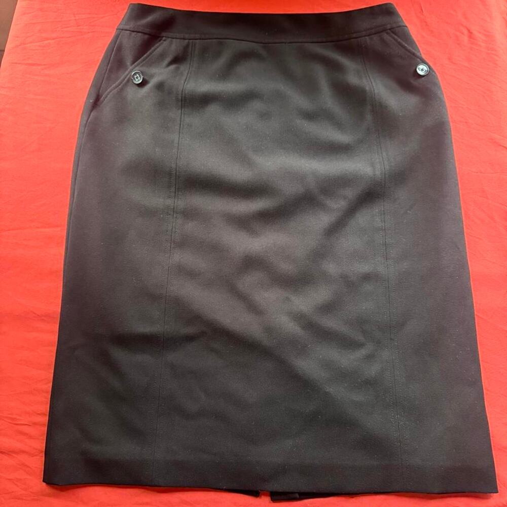 Charter Club Black Polyester, rayon & spandex Midi skirt w button detail Size 10
